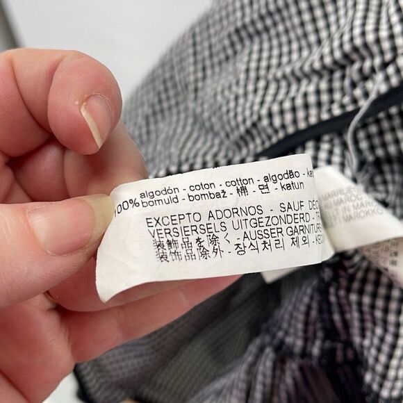 Zara Women's Shift Dress Shift Dress Ruffled Trim Mini Black White Check Size XS - Picture 5 of 10